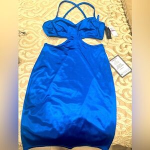 City Studio for Macy’s junior’s royal blue satin cut out dress; size XXL; new